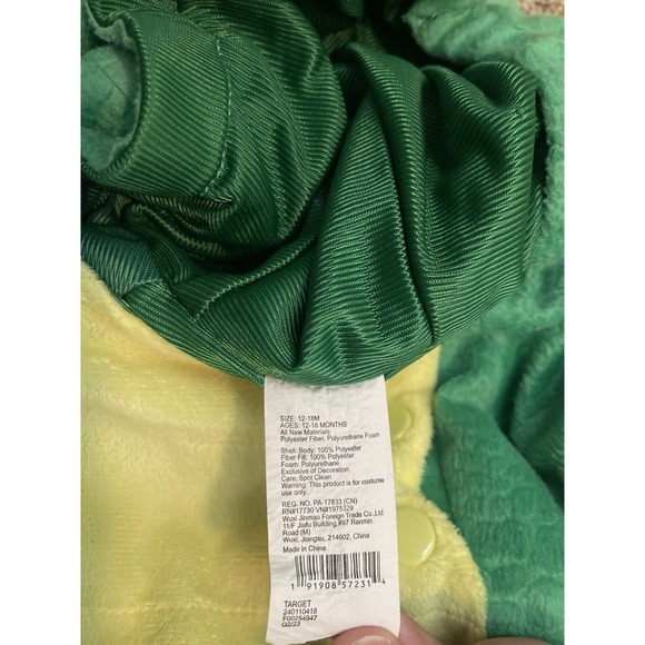 Triceratops Dinosaur Play Halloween Costume 12/18m Green One Piece - Picture 7 of 7